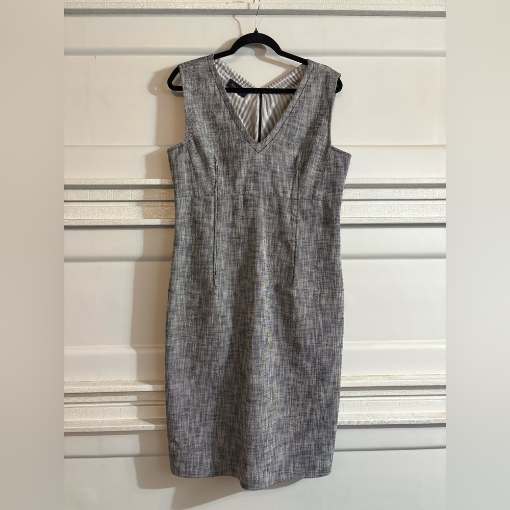 Piazza Sempione Gray V-Neck Midi Dress made in Italy